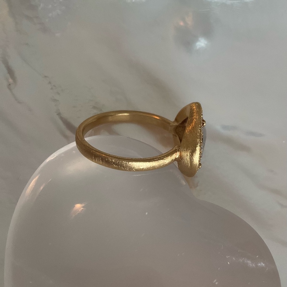 Yasuko Azuma 18k gold & large diamond halo ring, rose cut checkerboard cut, 7 - Picture 8 of 15